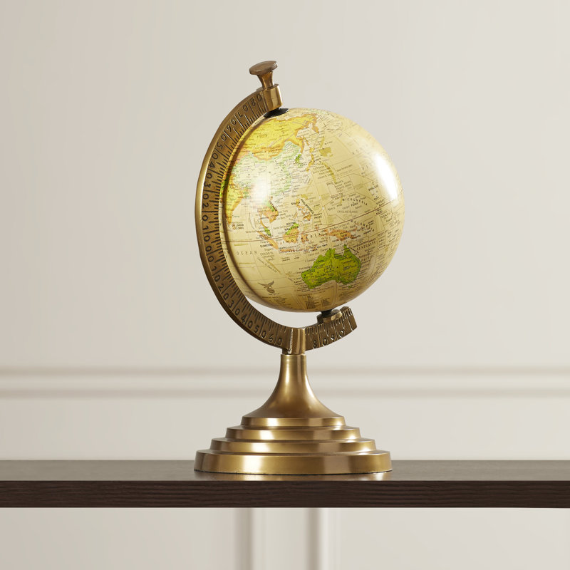 Mercer41 Mahavir Aluminum Metal Educational/Geographic Earth Gold Globe With White Center W100253827 - View #12